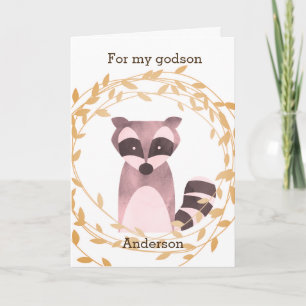 Carte Anniversaire Raton Laveur filleul d'automne
