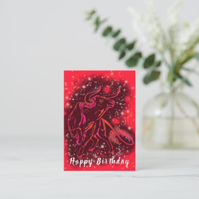 Carte Anniversaire Red Bull Courant À Starry Night (Debout devant)