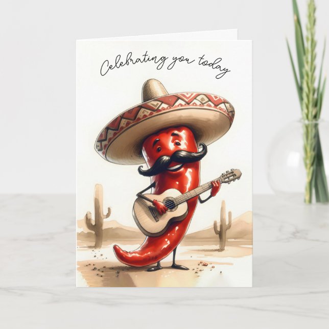 Carte Anniversaire Red Chili Pepper Musicien (Devant)