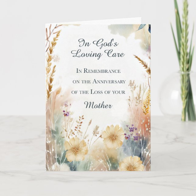 Carte Anniversaire religieux de la perte de la mère (Devant)