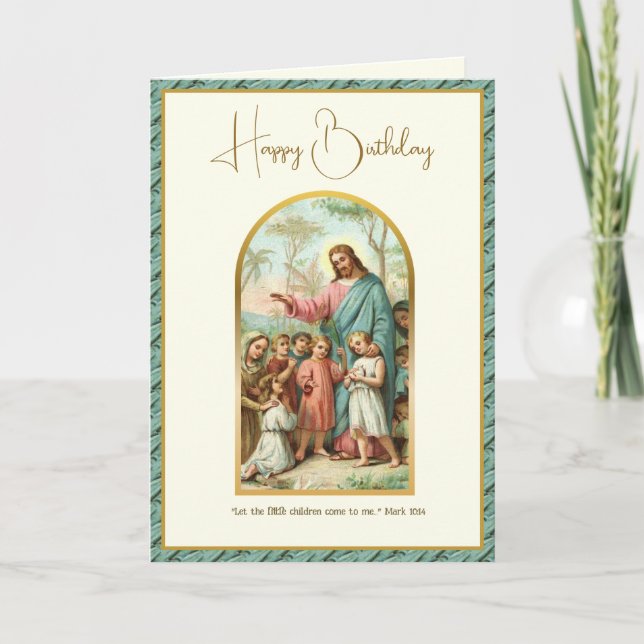 Carte Anniversaire religieux de l'enfant Jésus Écriture (Devant)