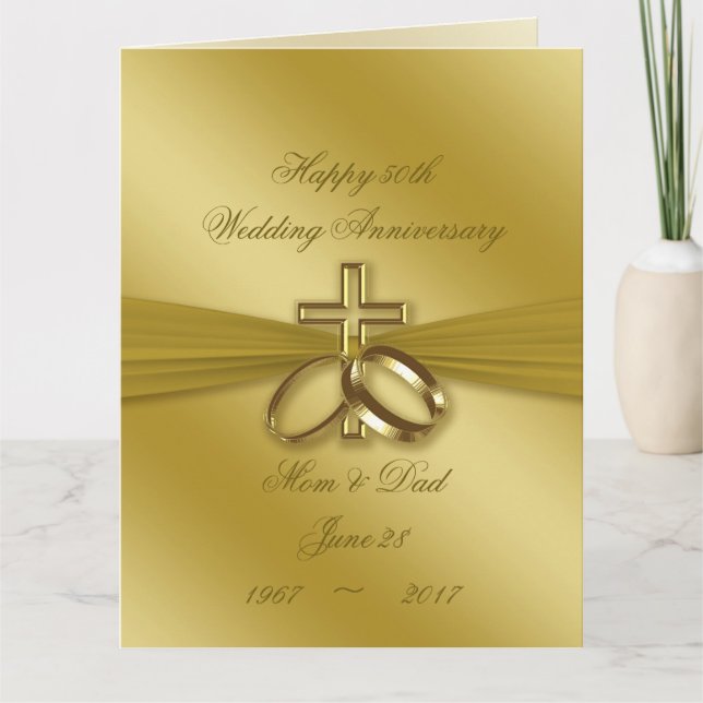 Carte Anniversaire religieux du cinquantième Mariage (8, (Devant)