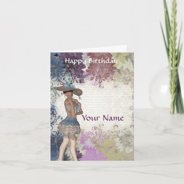 Carte Anniversaire romantique rose anglais (Devant)