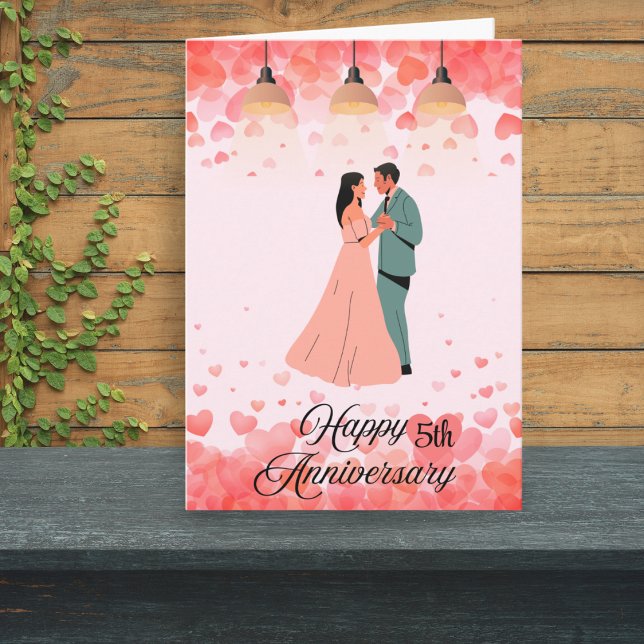 Carte Anniversaire romantique rose avec coeur et danse (Créateur téléchargé)