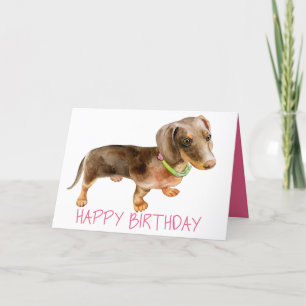 Carte Anniversaire rose Chiot Amoureux des chiens Dachsh