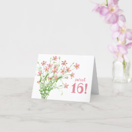 Carte Anniversaire rose de 16 fleurs sucrées