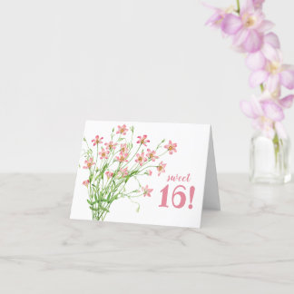 Carte Anniversaire rose de 16 fleurs sucrées