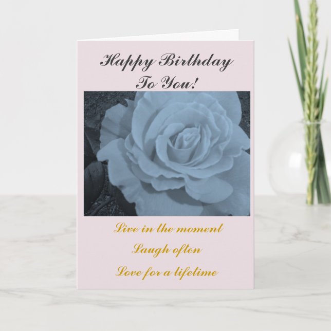 Carte Anniversaire Rose élégant (Devant)
