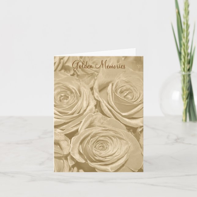Carte anniversaire Rose Souvenirs Dorés (Devant)
