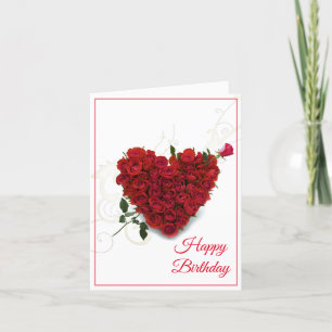 Carte Anniversaire - Roses Coeur-Rouge