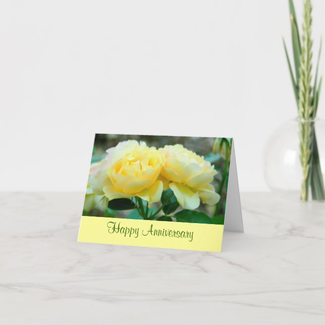 Carte Anniversaire, Roses Jaunes (Devant)