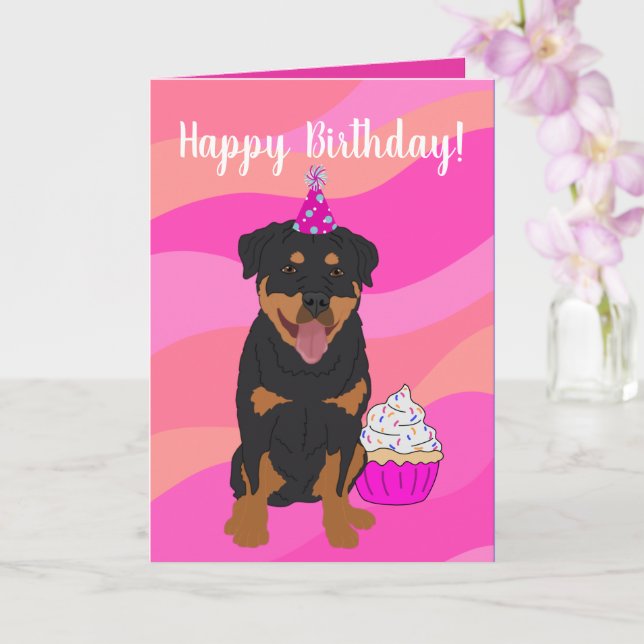 Carte Anniversaire Rottweiler (Orchidée)