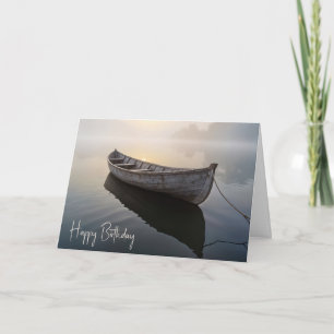 Carte Anniversaire Rustique Vieux bateau à rames sur un 