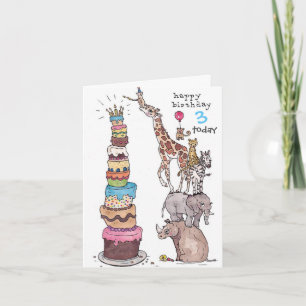 Carte Anniversaire - Safari Animaux Tall Cake