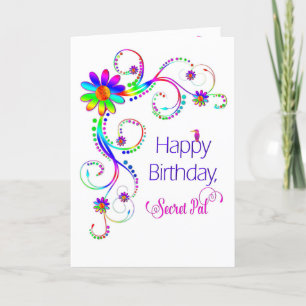 Carte Anniversaire, Secet Pal, Couleurs Abstraites Flora