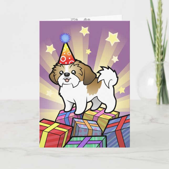 Carte Anniversaire Shih Tzu (chiot coupé) (Devant)