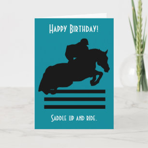Carte Anniversaire silhouette de cheval de saut d'obstac