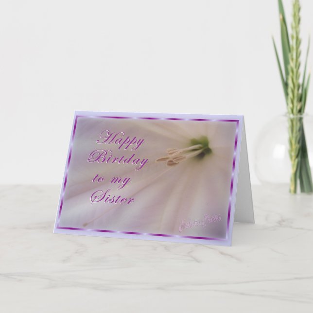 Carte Anniversaire soeur/Fleur et ruban (Devant)