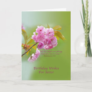 Carte Anniversaire, Soeur, Fleurs de cerisiers, Religieu