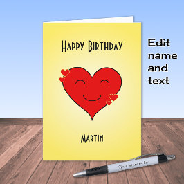 Carte Anniversaire sourire coeur texte personnalisé
