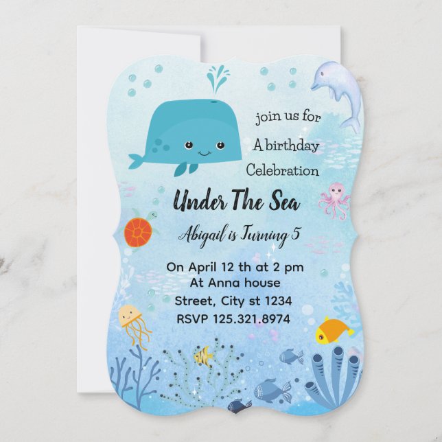 Carte anniversaire sous la mer (Devant)