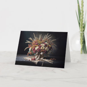 Carte Anniversaire Stalks de blé d'automne et Mum Bouque