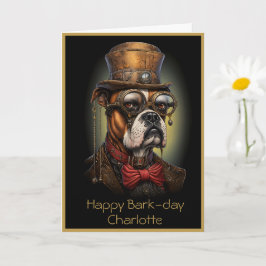 Carte Anniversaire Steampunk Boxer Chien Nom Personnalis