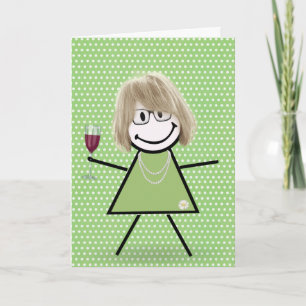 Carte Anniversaire Stick Girl sur Pois