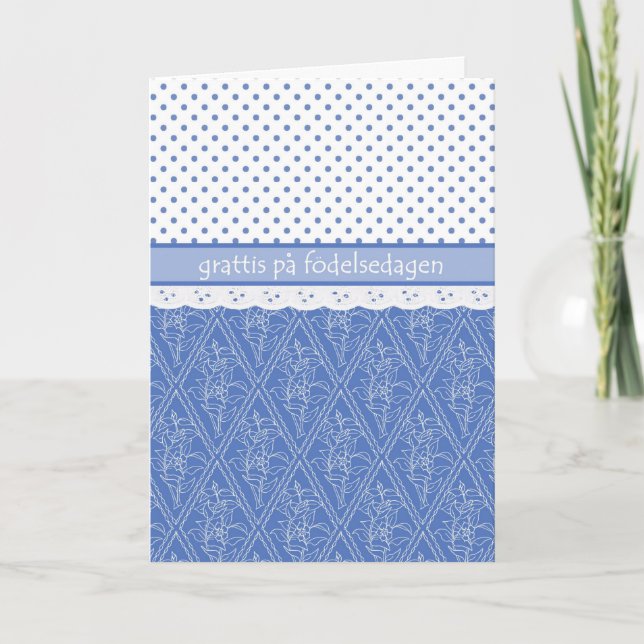 Carte Anniversaire suédois de pois de dentelle de Faux (Devant)