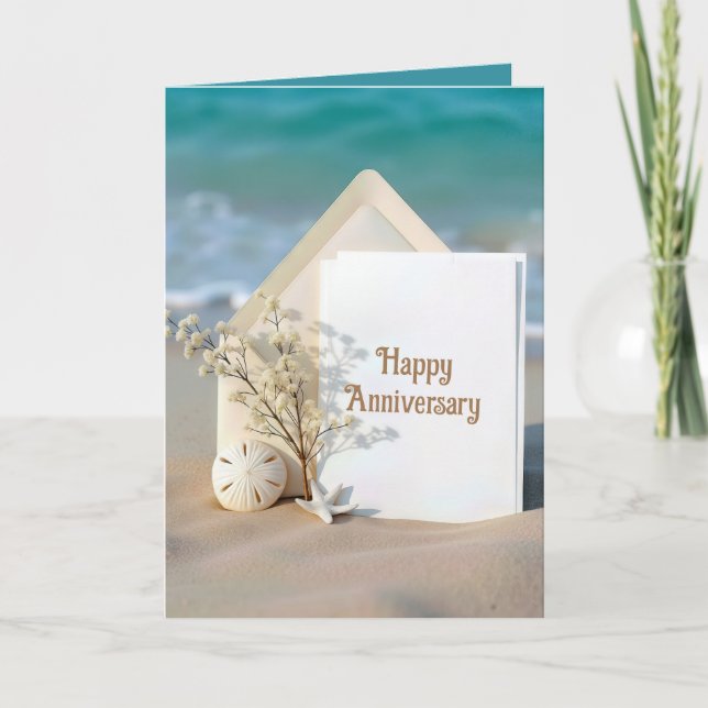 Carte Anniversaire sur une plage (Devant)