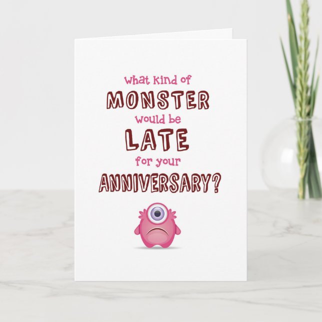Carte Anniversaire tardif, quel genre de monstre est en  (Devant)