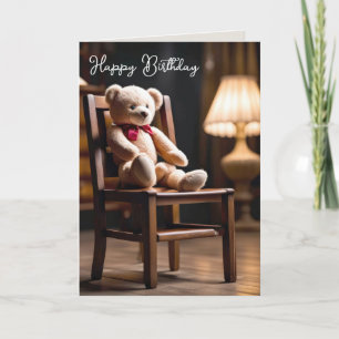 Carte Anniversaire Teddy Bear Sur Une Chaise