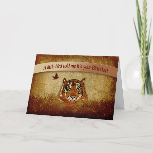 Carte Anniversaire - Tigre dans le Bush (Devant)
