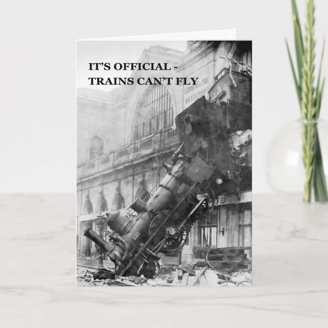 Carte Anniversaire Train Wreck Railway Crash Antique (Devant)