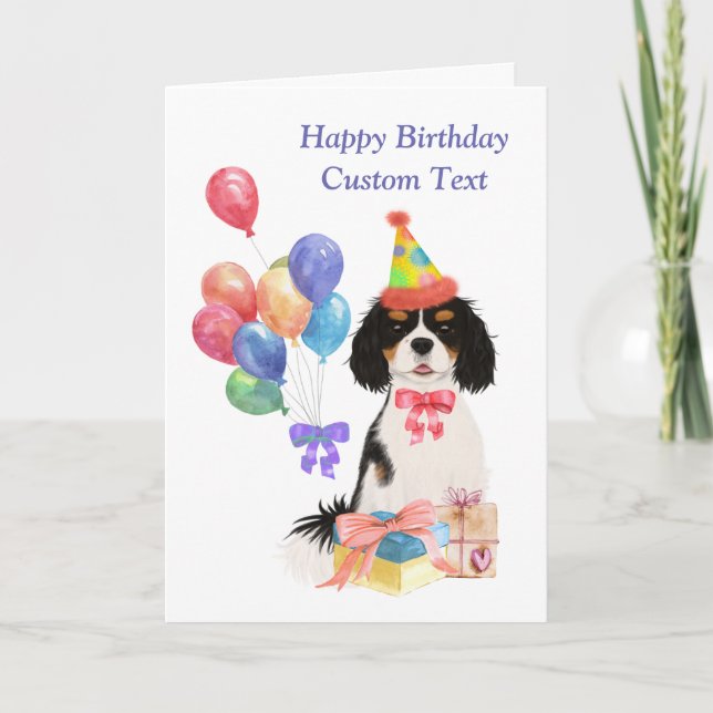 Carte Anniversaire Tri Couleur Cavalier King Charles Spa (Devant)