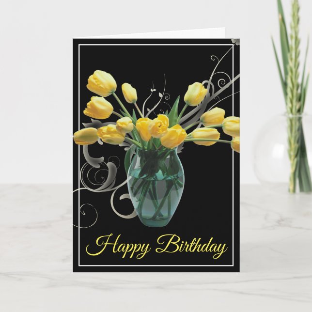 Carte Anniversaire - Tulipes Jaunes (Devant)