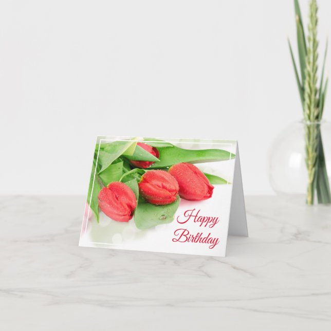 Carte Anniversaire - Tulipes Rouges (Devant)