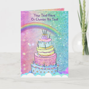 Carte Anniversaire Unicorn Arc-en-ciel violet rose Parti