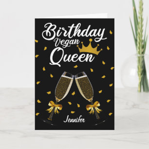 Carte Anniversaire Vegan Queen (avec votre nom)