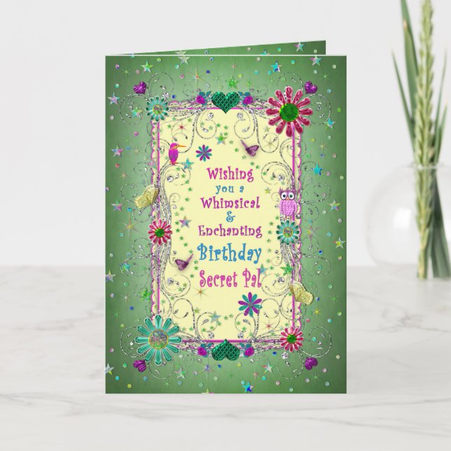 Carte Anniversaire Vert/Jaune, Pal Secret (Devant)