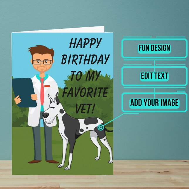 Carte Anniversaire vétérinaire masculin (his lovely card is specifically for that kind veterinarian in your life.)