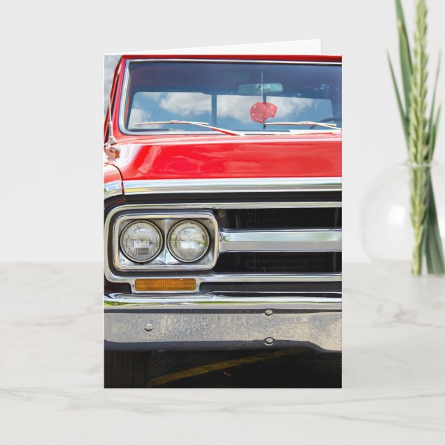 Carte Anniversaire Vieux Camion Rouge (Devant)