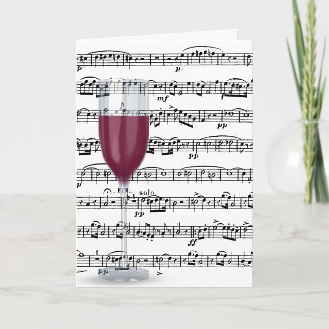 Carte Anniversaire Vin Rouge Sur Musique (Devant)