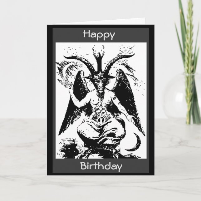 Carte Anniversaire vintage Black Baphomet (Devant)