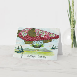 Carte Anniversaire Vintage Blimp et Bluebirds