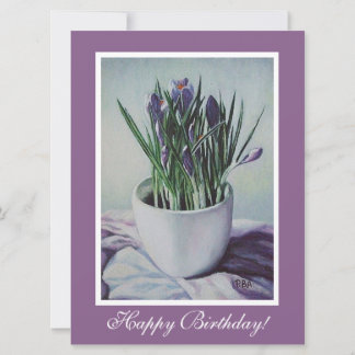 Carte Anniversaire violet crocus fleurs par Pola.B.Alex