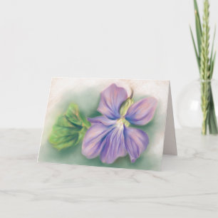 Carte Anniversaire violet de pastel de fleur et de