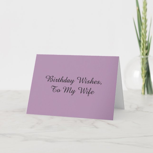 Carte Anniversaire Voeux pour une femme, sur mauve. (Devant)