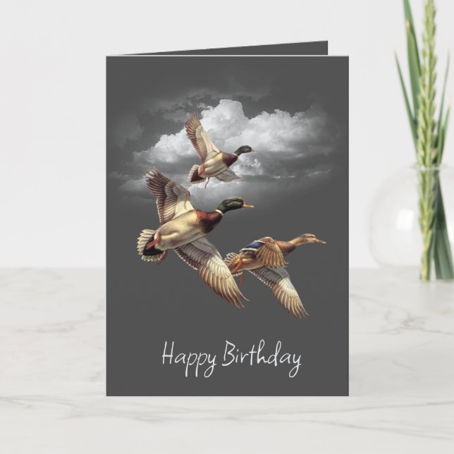 Carte Anniversaire Vol Mallard Canards (Devant)