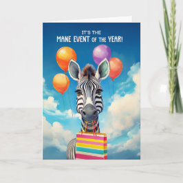 Carte Anniversaire Zebra MANE Événement avec Ballons